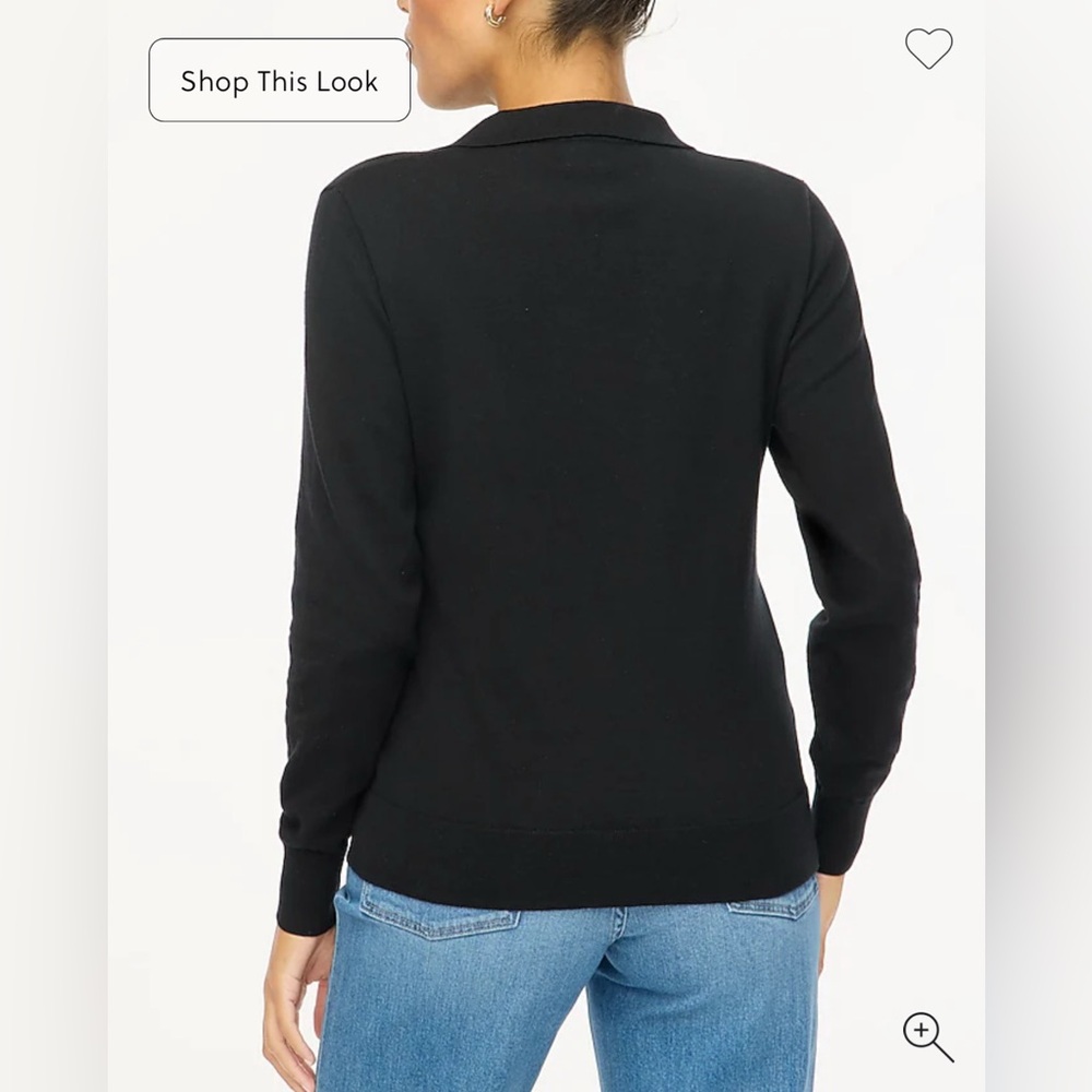 NWT J. Crew cotton black v-neck collared sweater tee size Medium - Picture 2 of 9